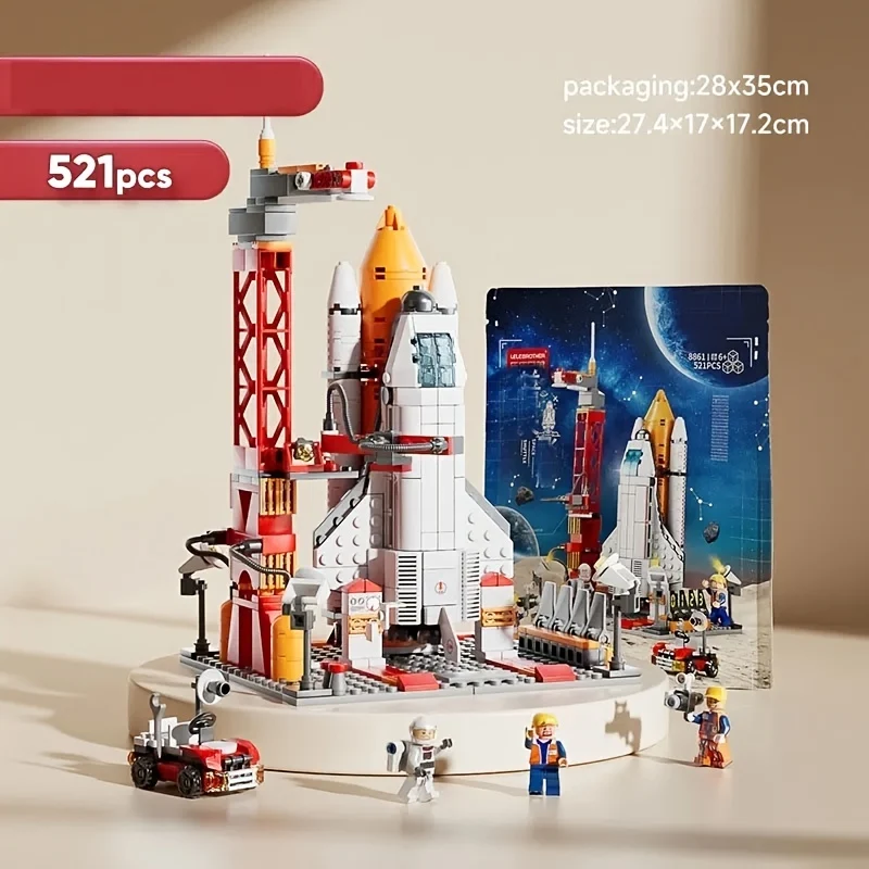2 pz Stile Veicolo Spaziale Modello di Razzo Woodblock Bambini Fai Da Te Woodblock Giocattolo Ragazzi Regalo, Halloween/Giorno del Ringraziamento/regalo di Natale