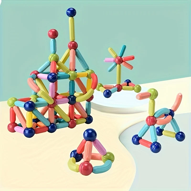 Magnetic Balls And Rods Set, Giocattoli di costruzione magnetici, Colorati bastoncini di costruzione fai-da-te, Per bambini di età 3+ anni Ragazzo Ragazza Giocattolo educativo di costruzione