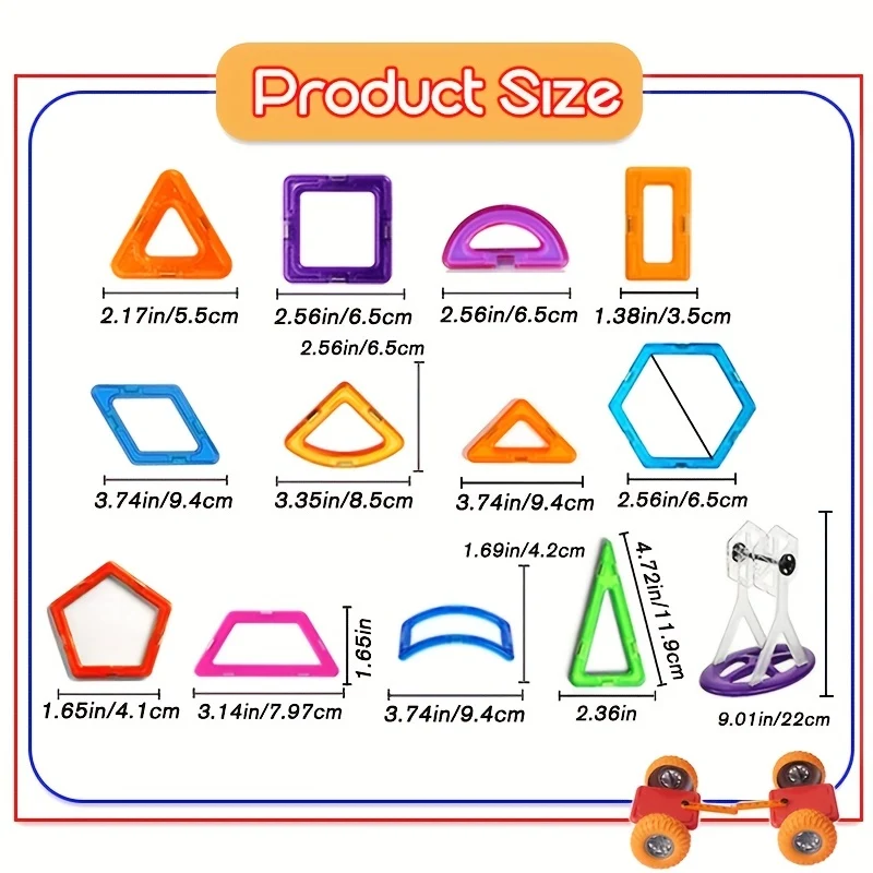 Blocchi magnetici di grandi dimensioni Designer fai da te Magnete Giocattolo Costruttore educativo Set Giocattoli per bambini, Regalo di Natale/Halloween/Ringraziamento