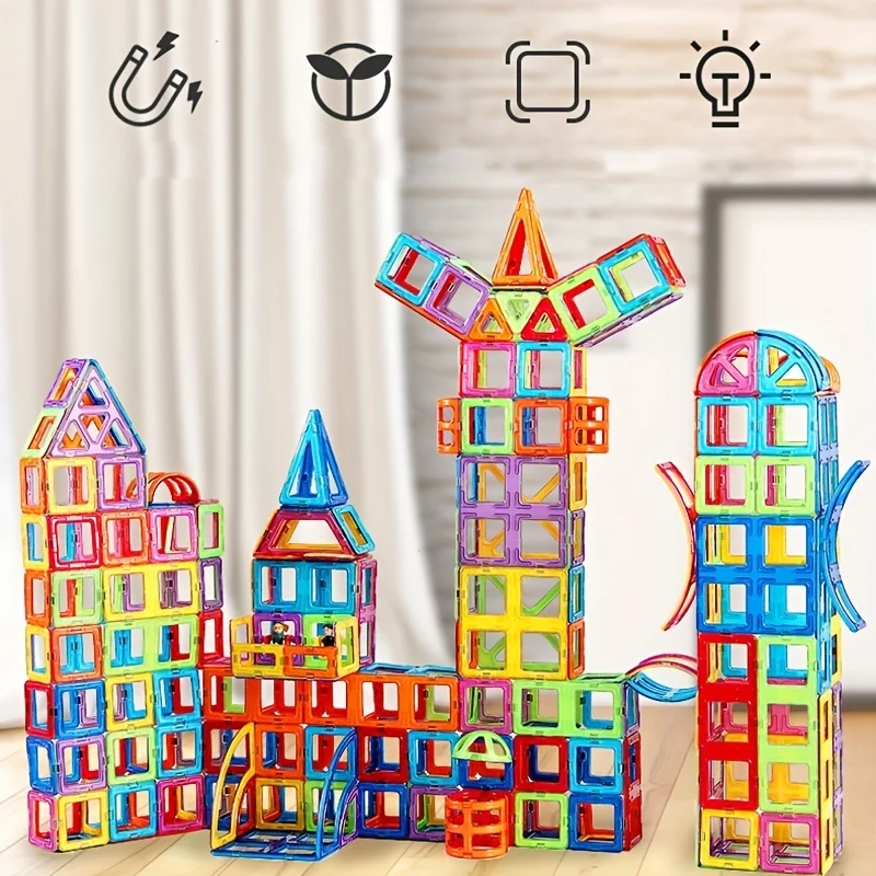Blocchi magnetici di grandi dimensioni Designer fai da te Magnete Giocattolo Costruttore educativo Set Giocattoli per bambini, Regalo di Natale/Halloween/Ringraziamento