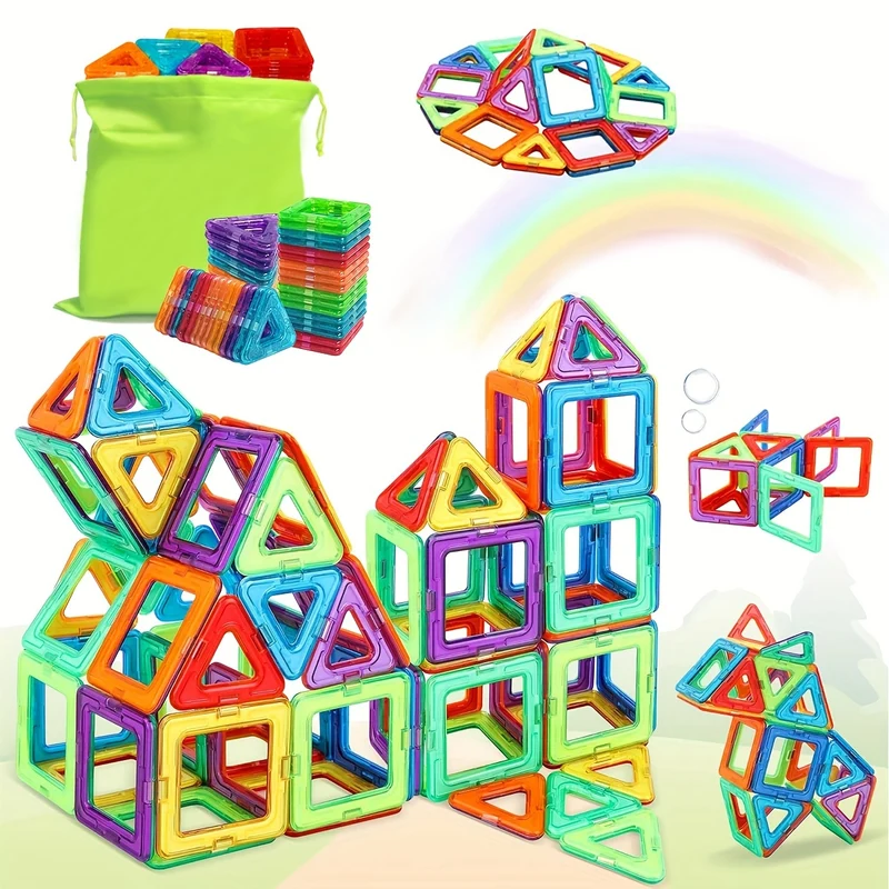 Blocchi magnetici di grandi dimensioni Designer fai da te Magnete Giocattolo Costruttore educativo Set Giocattoli per bambini, Regalo di Natale/Halloween/Ringraziamento