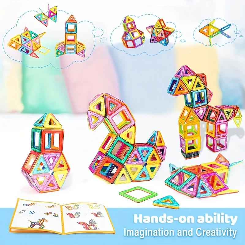 Blocchi magnetici di grandi dimensioni Designer fai da te Magnete Giocattolo Costruttore educativo Set Giocattoli per bambini, Regalo di Natale/Halloween/Ringraziamento