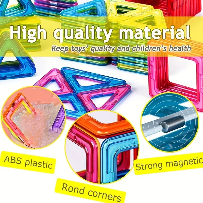 Blocchi magnetici di grandi dimensioni Designer fai da te Magnete Giocattolo Costruttore educativo Set Giocattoli per bambini, Regalo di Natale/Halloween/Ringraziamento