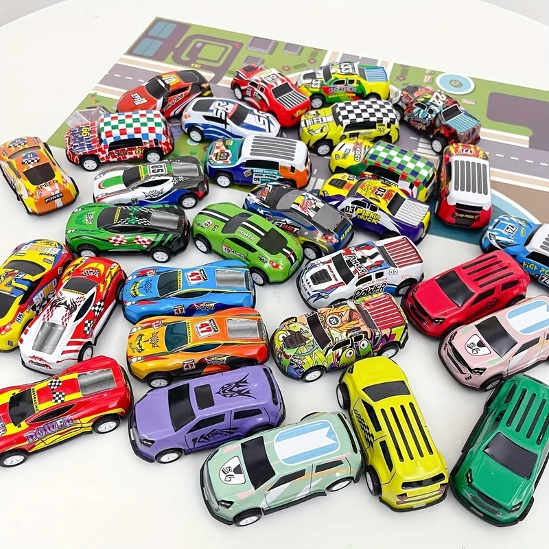 30PCS 7,62 Cm Cars Toys Set, Friction Power Alloy Casting Cars Mini Race Car Con Tappetino Da Gioco, Lega Di Metallo Cars Giocattoli Per Bambini 3 4 5 6 Anni Bambini Ragazzi E Ragazze Regali Per Feste Di Compleanno Di Natale