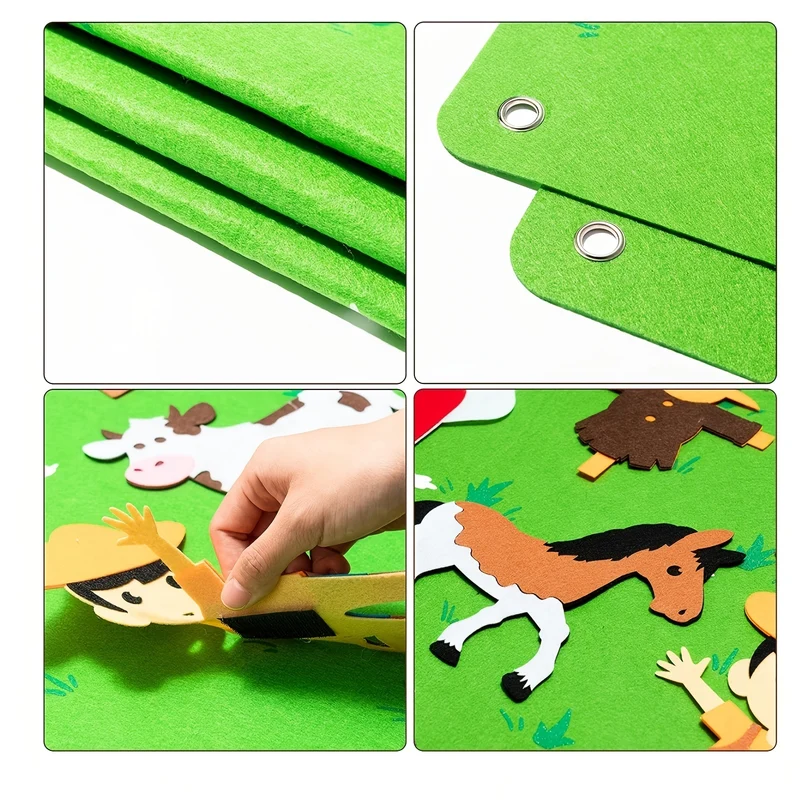 Felt Board Story Set Animals Story Toys, Figures Teaching Wall Flannel Board Kit di gioco interattivo per l'apprendimento precoce, regalo da appendere alla parete per i più piccoli Bambini