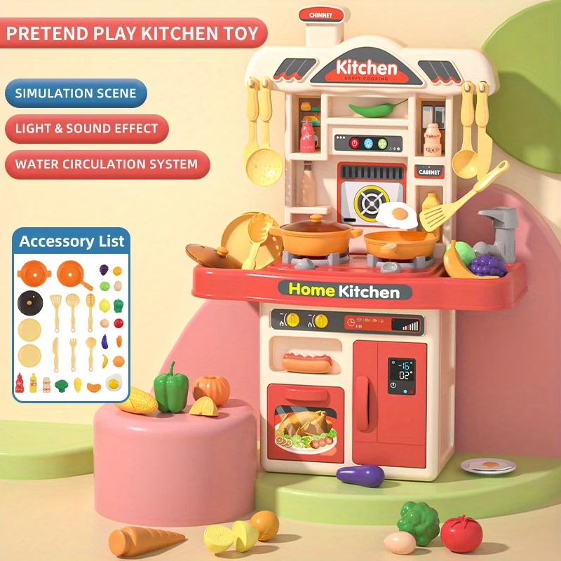 Set da gioco da cucina per bambini dei migliori chef, giocattolo da cucina realistico, include accessori da cucina, luci e suoni, regalo per bambini, ragazze e ragazzi dai 3 anni in su, regali di Natale e Halloween.