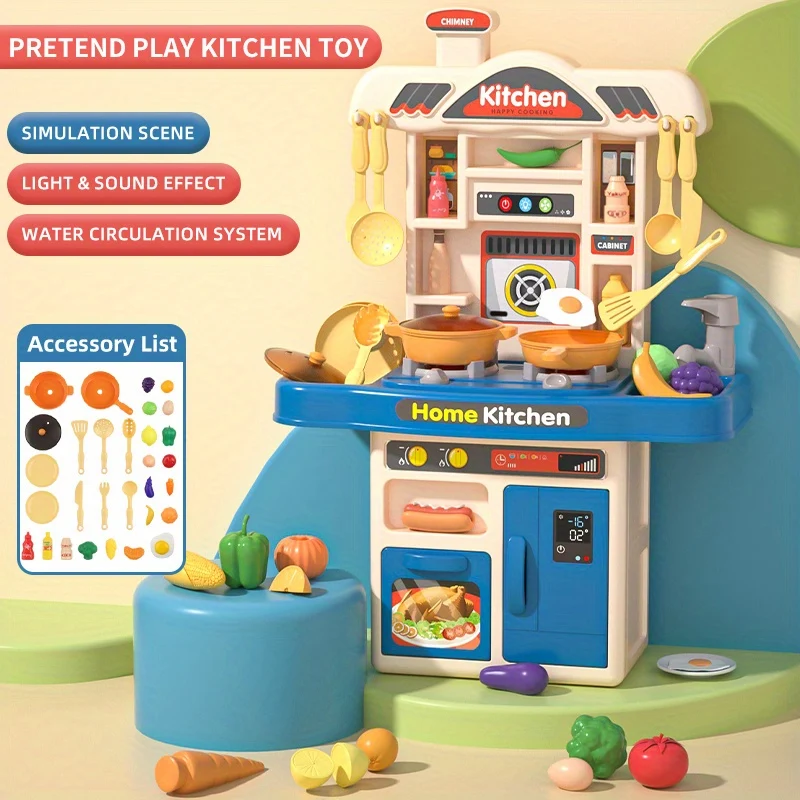 Set da gioco da cucina per bambini dei migliori chef, giocattolo da cucina realistico, include accessori da cucina, luci e suoni, regalo per bambini, ragazze e ragazzi dai 3 anni in su, regali di Natale e Halloween.