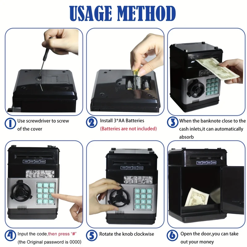 Contanti, monete, cassette di sicurezza, salvadanaio elettronico, bancomat, salvadanaio con password, inserimento automatico nella scatola di stoccaggio delle banconote, regalo sicuro per Halloween/Giorno del Ringraziamento/Natale