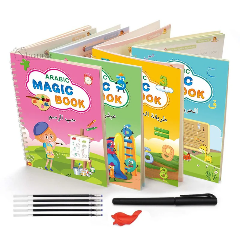 4 Pcs Libri Di Copia Magici Riutilizzabili Scrittura Groove Alfabeto Arabo Wordpad Per Bambini Parola Libro Per Bambini Giocattolo Di Pratica Calligrafica