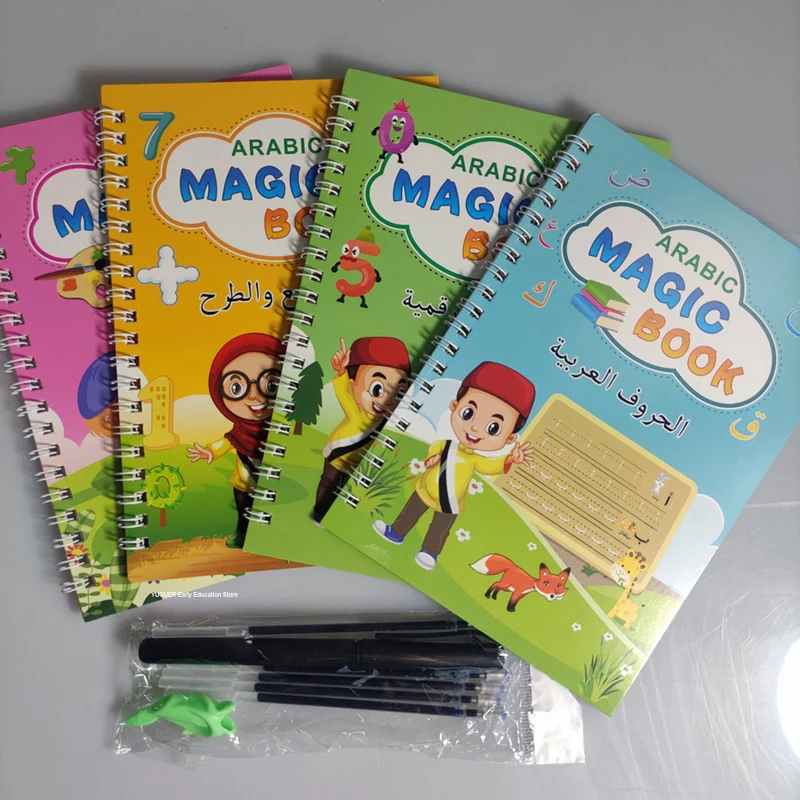4 Pcs Libri Di Copia Magici Riutilizzabili Scrittura Groove Alfabeto Arabo Wordpad Per Bambini Parola Libro Per Bambini Giocattolo Di Pratica Calligrafica