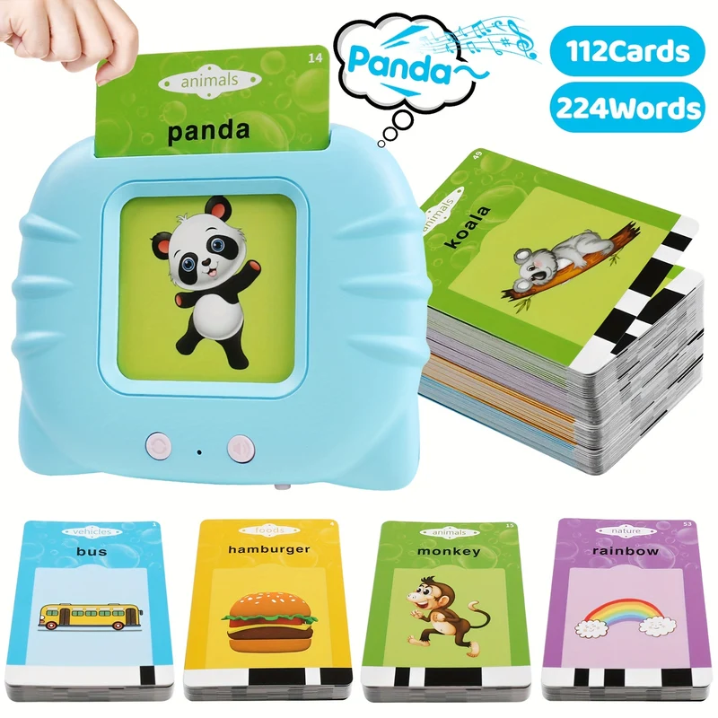 Schede Flash Blu Per Bambini Giocattoli Di Apprendimento Per 2 3 4 5 6 Anni, Macchina Da Lettura Con 112 Schede Flash, 224 Parole, Giocattoli Elettronici Per L'apprendimento Prescolare E Regalo Di Compleanno Per Bambini Dai 2 Ai 6 Anni