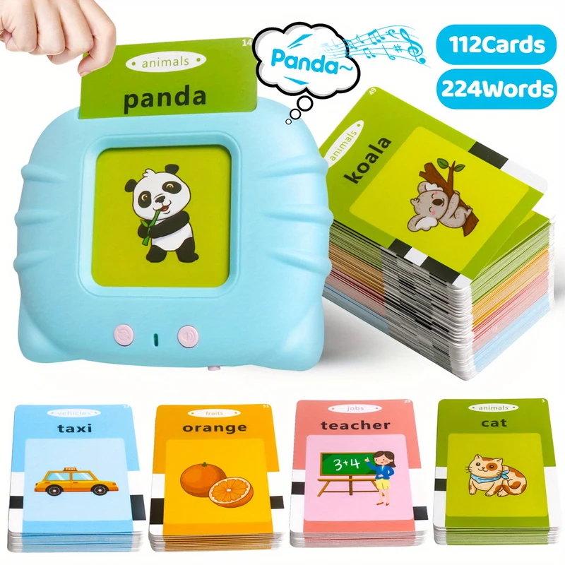 Schede Flash Blu Per Bambini Giocattoli Di Apprendimento Per 2 3 4 5 6 Anni, Macchina Da Lettura Con 112 Schede Flash, 224 Parole, Giocattoli Elettronici Per L'apprendimento Prescolare E Regalo Di Compleanno Per Bambini Dai 2 Ai 6 Anni