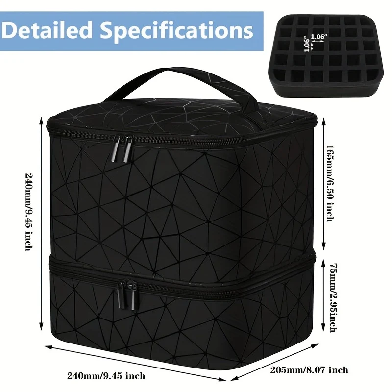 Organizzatore di smalti per unghie, custodia per strumenti per unghie a doppio strato e asciugatrice per unghie, custodia per il trasporto di smalti per unghie con divisori, borsa per la conservazione di oli essenziali regalo di Natale