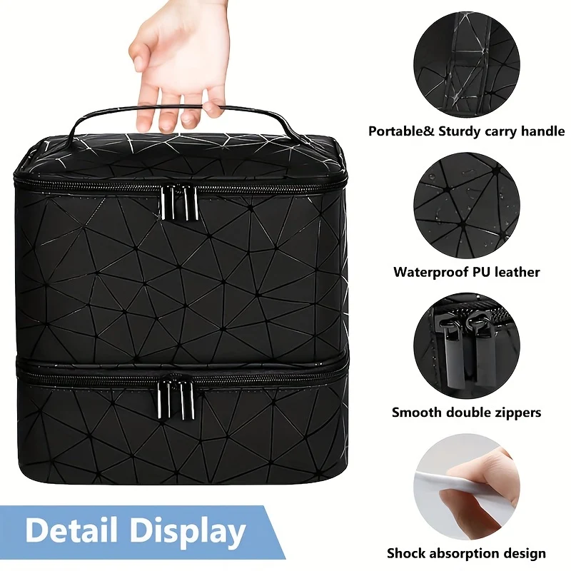 Organizzatore di smalti per unghie, custodia per strumenti per unghie a doppio strato e asciugatrice per unghie, custodia per il trasporto di smalti per unghie con divisori, borsa per la conservazione di oli essenziali regalo di Natale