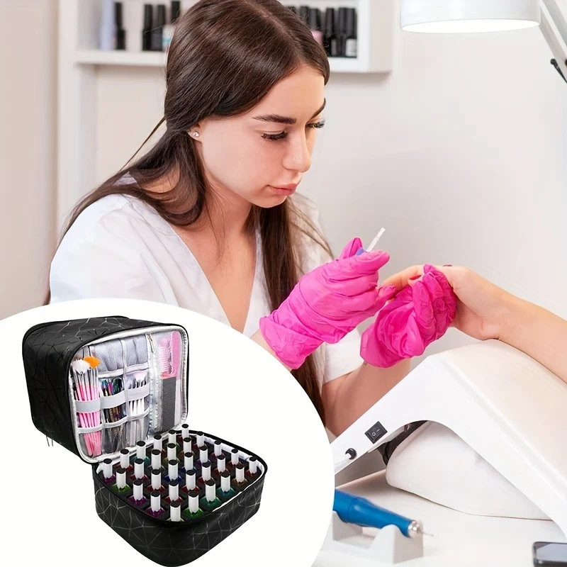 Organizzatore di smalti per unghie, custodia per strumenti per unghie a doppio strato e asciugatrice per unghie, custodia per il trasporto di smalti per unghie con divisori, borsa per la conservazione di oli essenziali regalo di Natale