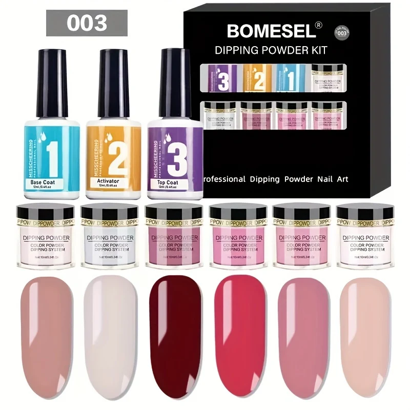 Set di polvere per immersione delle unghie Glitter Dust Nude Pink No Need Lamp Cure Natural Dry Long Lasting Dip Liquid Polish Kits