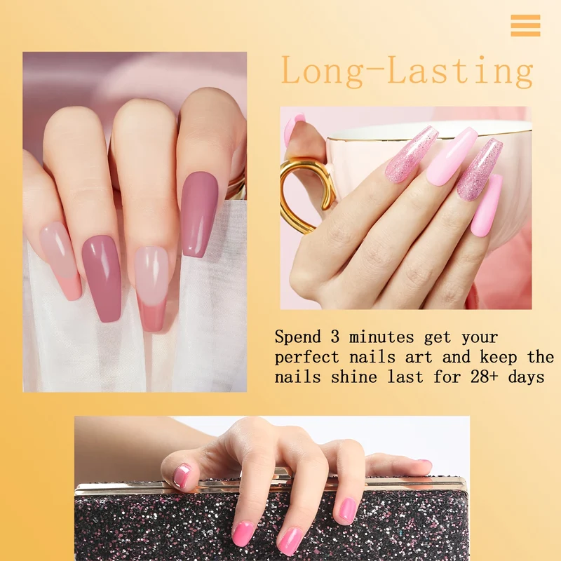 Set di polvere per immersione delle unghie Glitter Dust Nude Pink No Need Lamp Cure Natural Dry Long Lasting Dip Liquid Polish Kits
