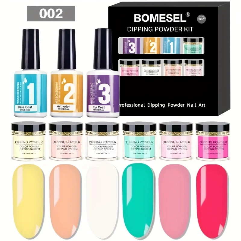 Set di polvere per immersione delle unghie Glitter Dust Nude Pink No Need Lamp Cure Natural Dry Long Lasting Dip Liquid Polish Kits