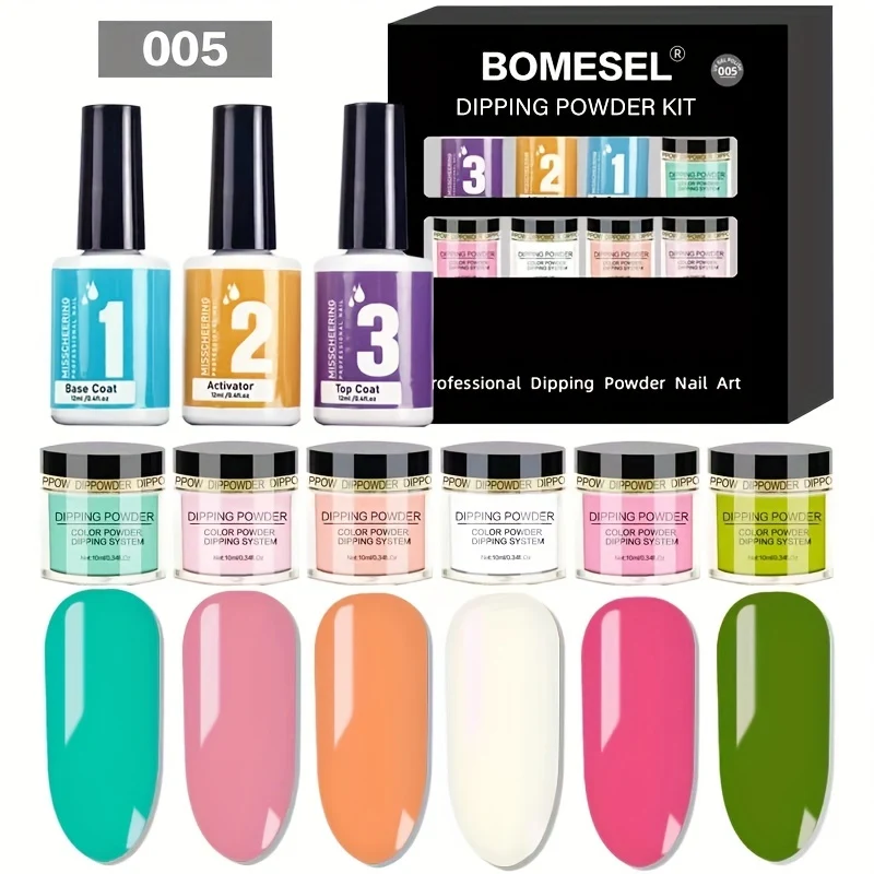 Set di polvere per immersione delle unghie Glitter Dust Nude Pink No Need Lamp Cure Natural Dry Long Lasting Dip Liquid Polish Kits