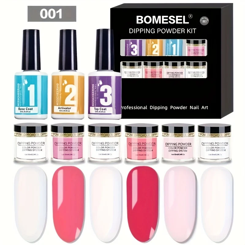 Set di polvere per immersione delle unghie Glitter Dust Nude Pink No Need Lamp Cure Natural Dry Long Lasting Dip Liquid Polish Kits