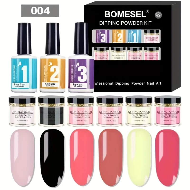 Set di polvere per immersione delle unghie Glitter Dust Nude Pink No Need Lamp Cure Natural Dry Long Lasting Dip Liquid Polish Kits