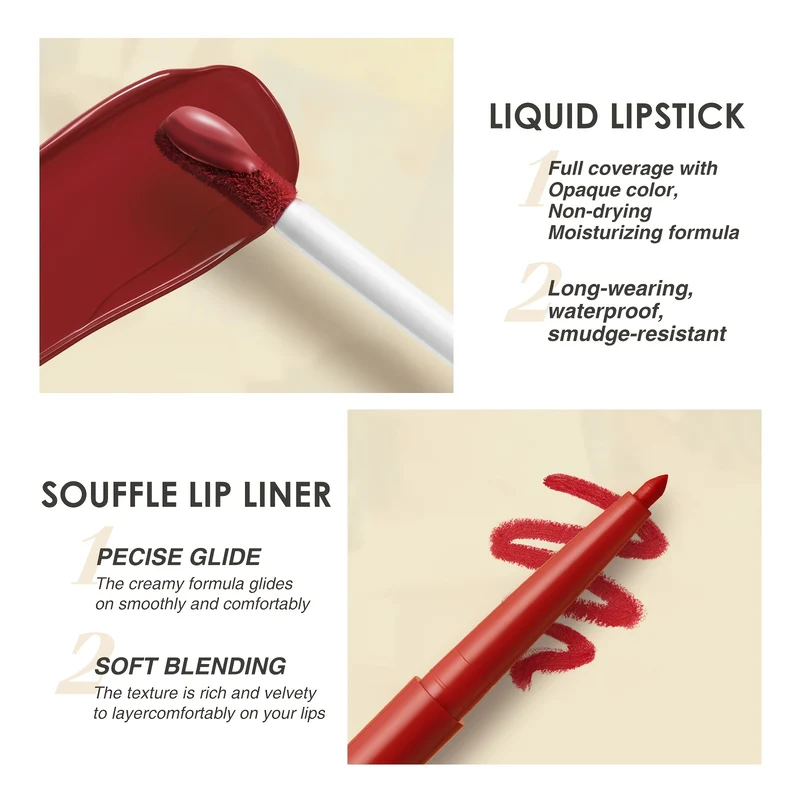 12 Set di rossetti liquidi opachi + matita per labbra, gloss labbra nude in velluto