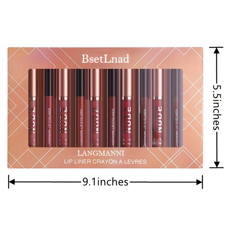 12 Set di rossetti liquidi opachi + matita per labbra, gloss labbra nude in velluto