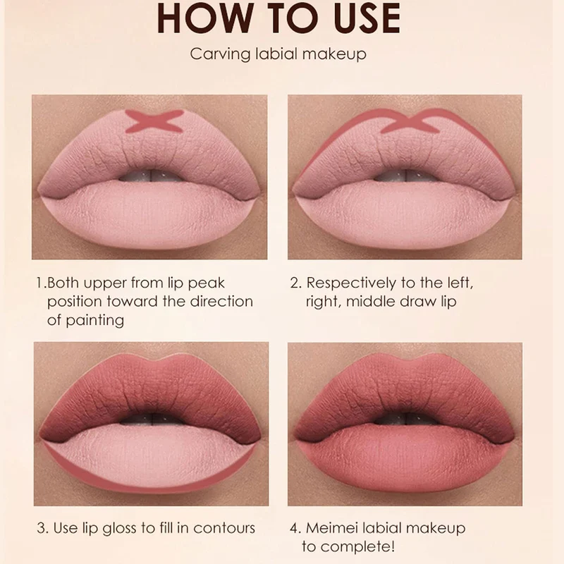 12 Set di rossetti liquidi opachi + matita per labbra, gloss labbra nude in velluto