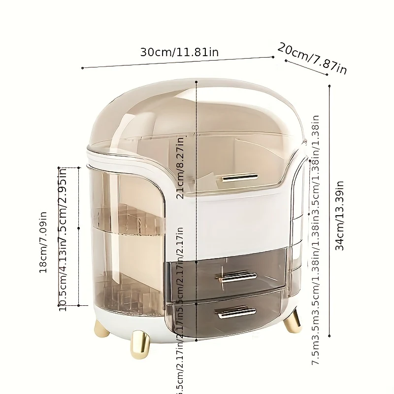 Organizzatore Professionale Per Trucco Cosmetico A Prova Di Polvere E Acqua, Con Cassetti, Grande Capacità, Organizer Da Banco Per Vanità, Bagno E Camera Da Letto