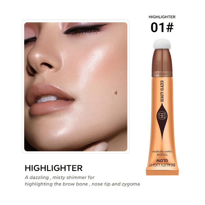 Set Trucco 3 Pezzi, Liquido Fard, Liquido Evidenziatore, Liquido Contorno, Cipria Per Dita, Set Trucco Per Principianti
