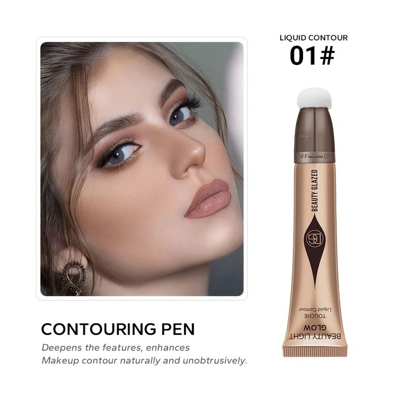 Set Trucco 3 Pezzi, Liquido Fard, Liquido Evidenziatore, Liquido Contorno, Cipria Per Dita, Set Trucco Per Principianti