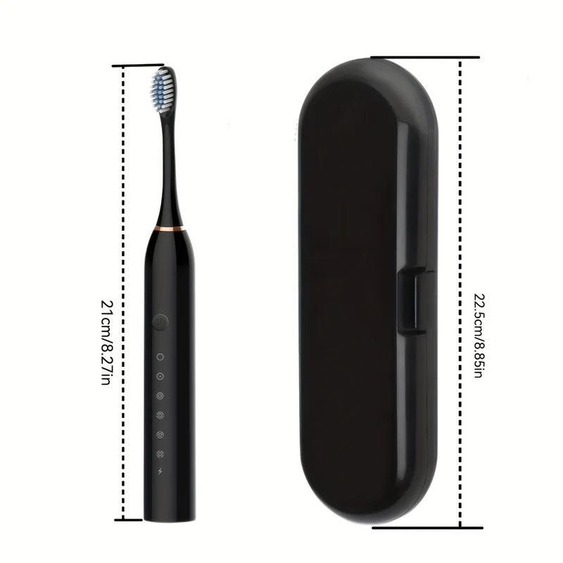 Sonic spazzolino elettrico USB ricaricabile con spazzola a ultrasuoni dotata di 4 spazzole per 6 modalità di pulizia e timer automatico IPX7 resistente all’acqua spazzolini per la pulizi di adulti e bambini