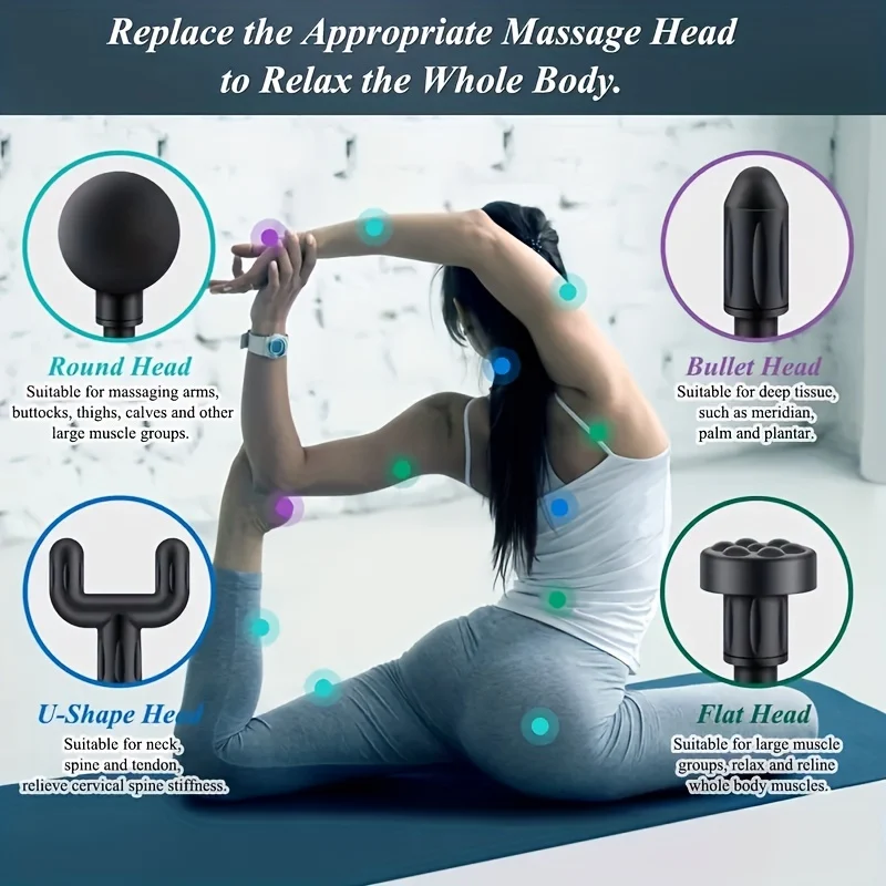 Mini Massage Gun Allevia Il Dolore Istantaneamente, 10.16 Cmterchangeable Massage Heads - Ottieni Un Immediato Sollievo Muscolare