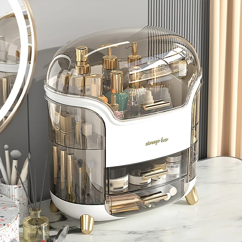 Scatola di archiviazione cosmetica per desktop di alta qualità a prova di polvere e impermeabile Scatola di archiviazione trucco Bagno Gioielli Multi-scena Rossetto Maschera viso Scatola di archiviazione pennello trucco