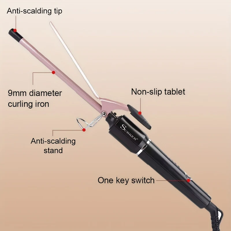 Bigodino Per Capelli A Ioni Negativi Di Ferro Arricciacapelli Ultra Fine Rosa Strumento Per Lo Styling Dei Capelli Arricciacapelli Istantaneo Retrò