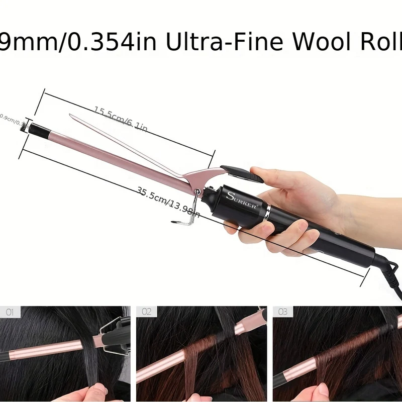 Bigodino Per Capelli A Ioni Negativi Di Ferro Arricciacapelli Ultra Fine Rosa Strumento Per Lo Styling Dei Capelli Arricciacapelli Istantaneo Retrò