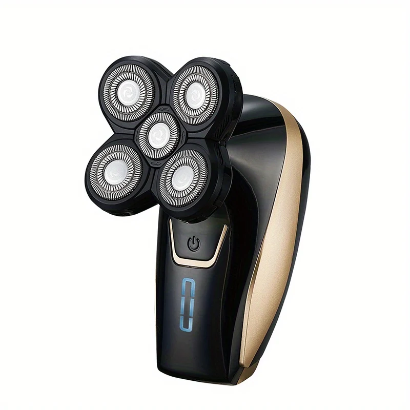 Rasoio Elettrico Per Capelli, Rasoio Per La Testa Con 5 Teste Galleggianti, Rasoio Impermeabile Per La Testa Calva E Bagnata / Asciutta Per Uomo Con Lame Rotanti Ricaricabili Senza Fili