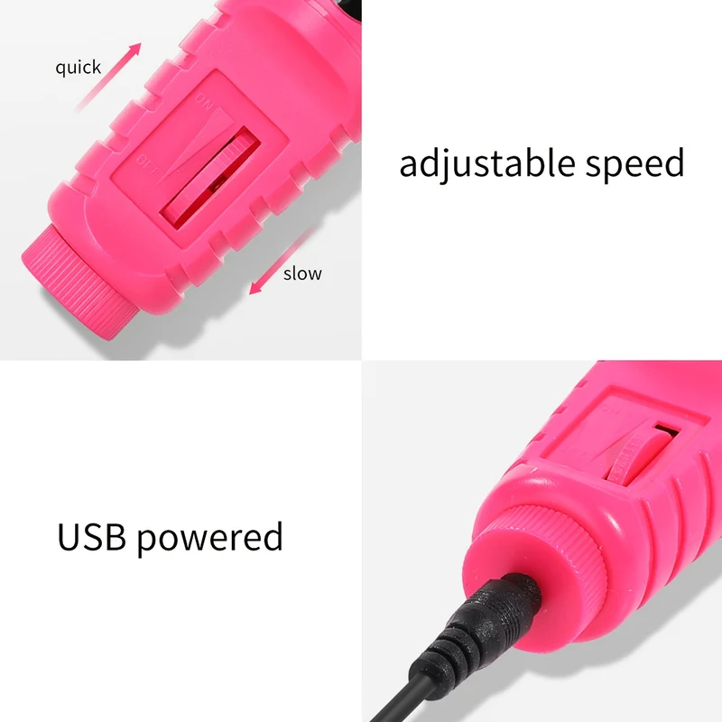 Trapano professionale per unghie acriliche, trapano per unghie elettrico USB, kit di limatura per unghie elettrico per unghie in gel e salone domestico, strumenti di lucidatura per manicure e pedicure