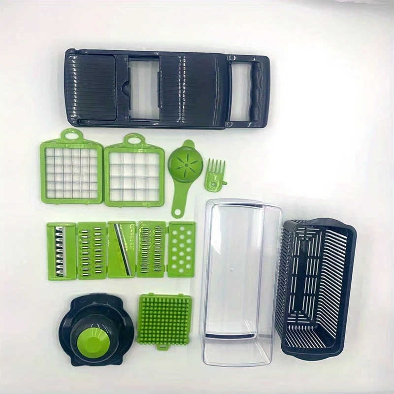 14 pz./set, di tritacarne per verdure, affettatrice multifunzione per frutta, grattugia manuale per alimenti, affettatrice per verdure, taglierina con contenitore, tritacarne per cipolle, tritatutto per patate domestiche, roba da cucina, gadget da cucina