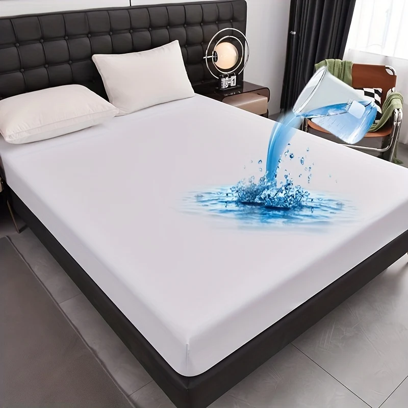 1pc Lenzuolo Impermeabile, Morbido Comodo Traspirante Coprimaterasso In Tinta Unita, Per Camera Da Letto Ospiti Dormitorio Hotel, Con Tasca Profonda, Solo Lenzuolo Con Angoli