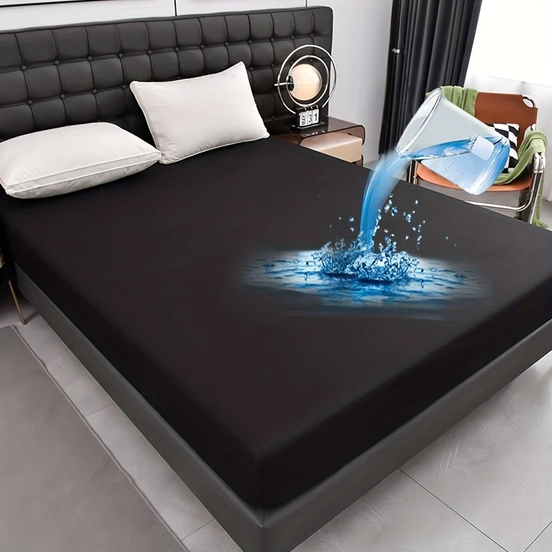 1pc Lenzuolo Impermeabile, Morbido Comodo Traspirante Coprimaterasso In Tinta Unita, Per Camera Da Letto Ospiti Dormitorio Hotel, Con Tasca Profonda, Solo Lenzuolo Con Angoli