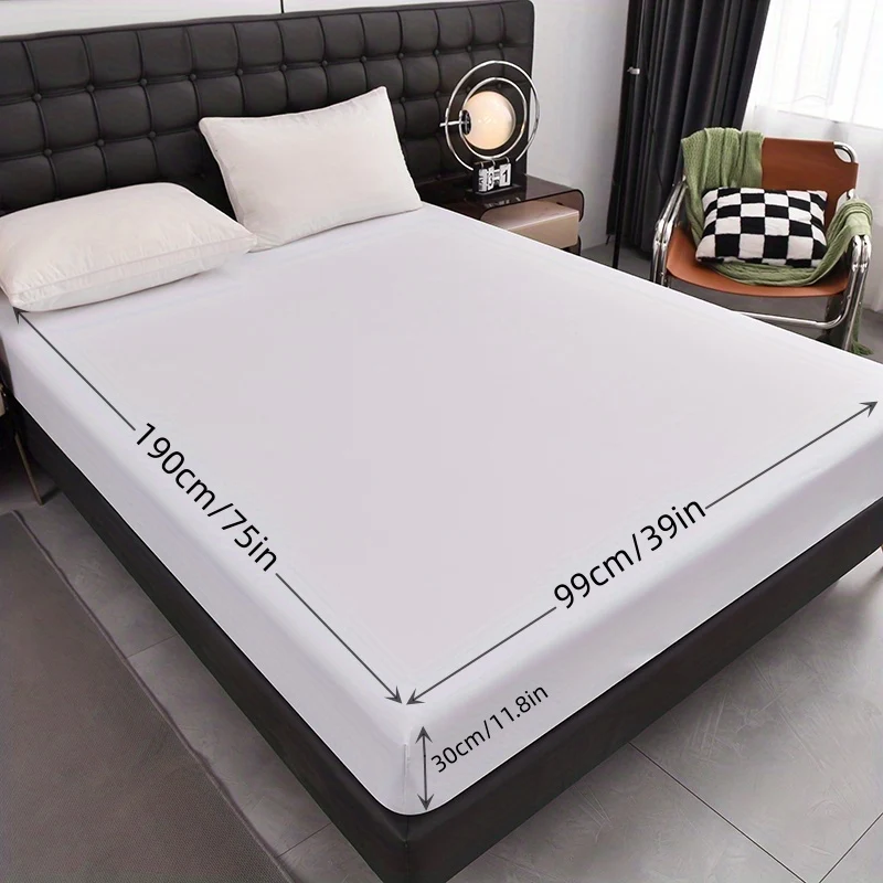 1pc Lenzuolo Impermeabile, Morbido Comodo Traspirante Coprimaterasso In Tinta Unita, Per Camera Da Letto Ospiti Dormitorio Hotel, Con Tasca Profonda, Solo Lenzuolo Con Angoli