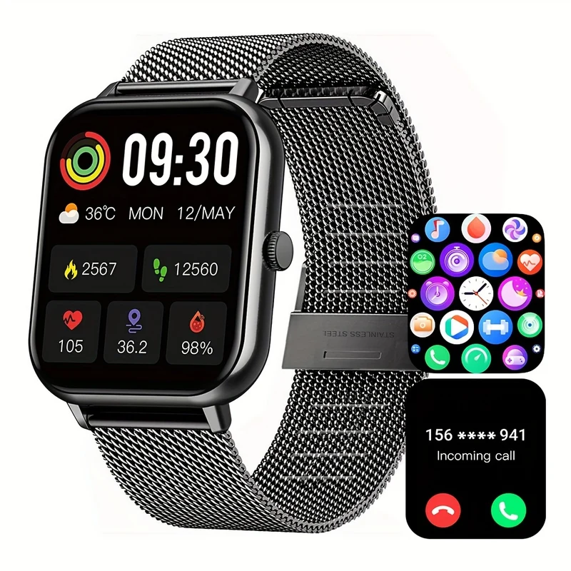 Smart Watch 4,65 Cm Schermo Tattile Completo: 100+ Modalità Sportive, Controllo Ai, Giochi, Monitoraggio Del Sonno, Orologio Fitness Impermeabile Per Telefoni Android E IOS - Perfetto Per Donne E Uomini!