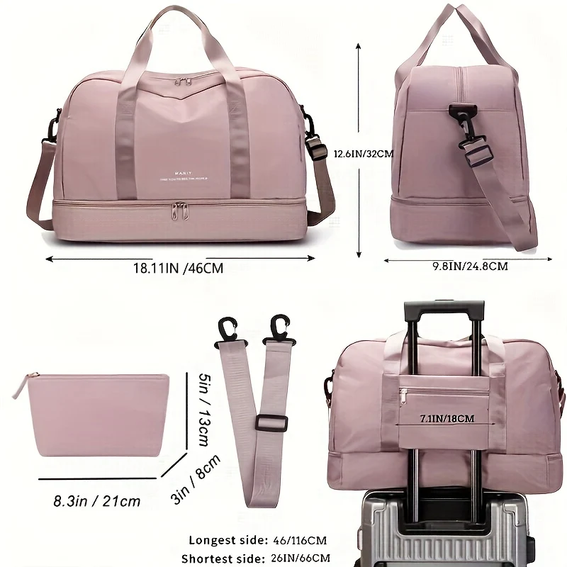 Espandibile Bagaglio Da Viaggio, Borsa Sportiva, Borsa Fitness, Borsa Da Weekend A Spalla Singola Per Donne