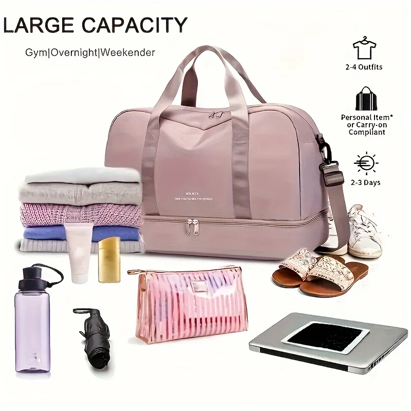 Espandibile Bagaglio Da Viaggio, Borsa Sportiva, Borsa Fitness, Borsa Da Weekend A Spalla Singola Per Donne