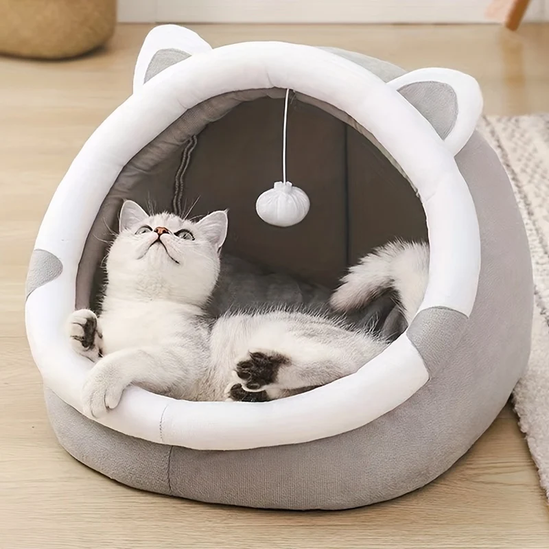 Cuccia per gatti con cartone carino decorazione riparo per gattini da casa tenda piccola morbida per gatti cuccia calda pelosa per animali domestici