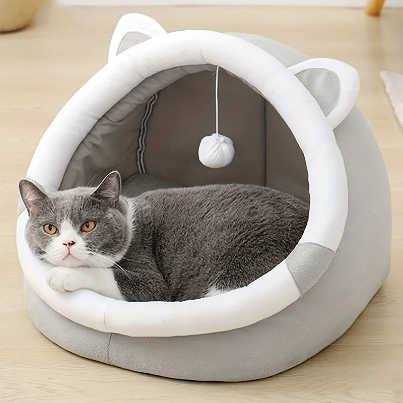 Cuccia per gatti con cartone carino decorazione riparo per gattini da casa tenda piccola morbida per gatti cuccia calda pelosa per animali domestici