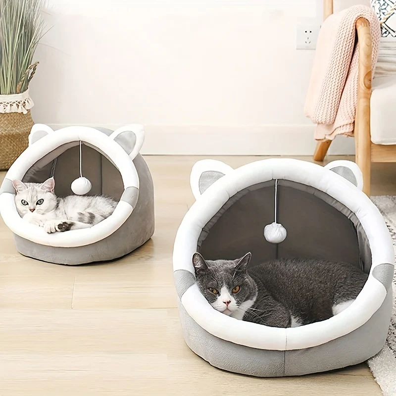 Cuccia per gatti con cartone carino decorazione riparo per gattini da casa tenda piccola morbida per gatti cuccia calda pelosa per animali domestici