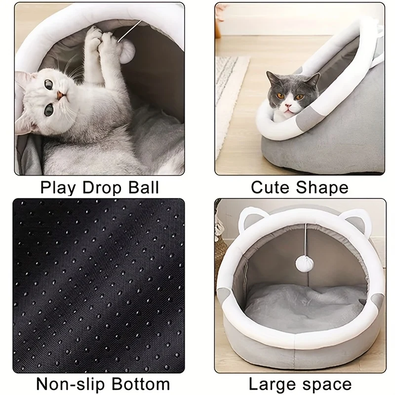 Cuccia per gatti con cartone carino decorazione riparo per gattini da casa tenda piccola morbida per gatti cuccia calda pelosa per animali domestici