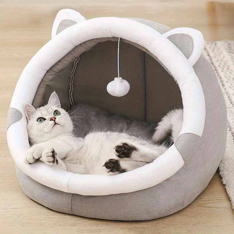 Cuccia per gatti con cartone carino decorazione riparo per gattini da casa tenda piccola morbida per gatti cuccia calda pelosa per animali domestici